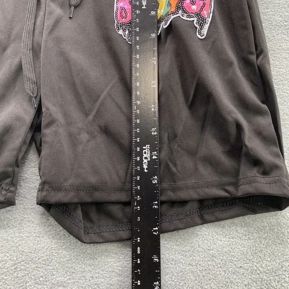 Women Black Bodycon Shirts & Shorts with Sequined Front Logo Set Size XL (A41) - Picture 7 of 13